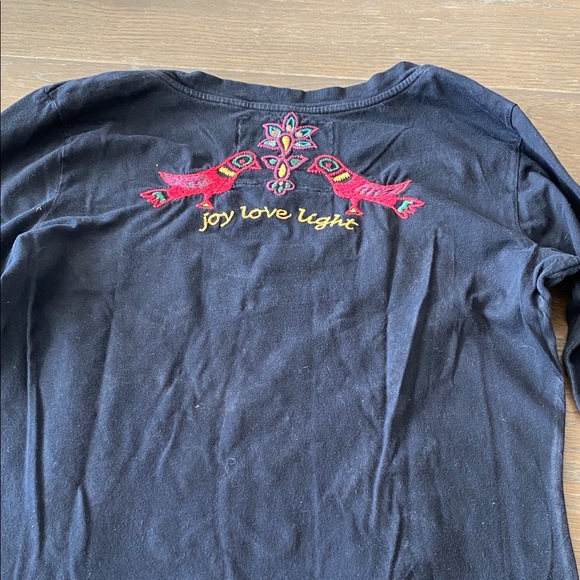 Johnny Was Black Top with Multicolor Embroidery - Picture 3 of 6